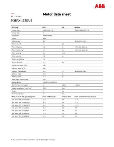 Motor eléctrico trifasico ABB de 3 Kw (4 Hp) 1000 Rpm B14 ( BRIDA PEQUEÑA ø200 mm) øeje 38 mm